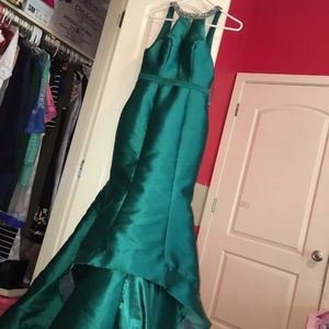 Emerald green evening gown